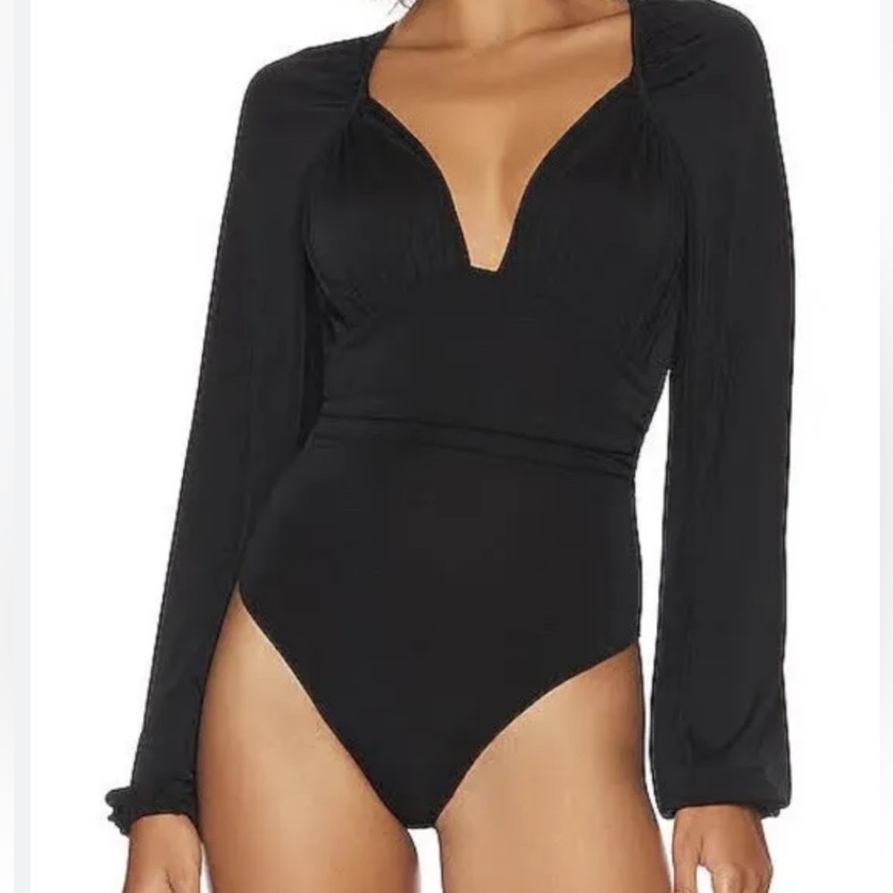 Intimately Free People In Your Arms Black Long Sleeve Thong Bodysuit XS